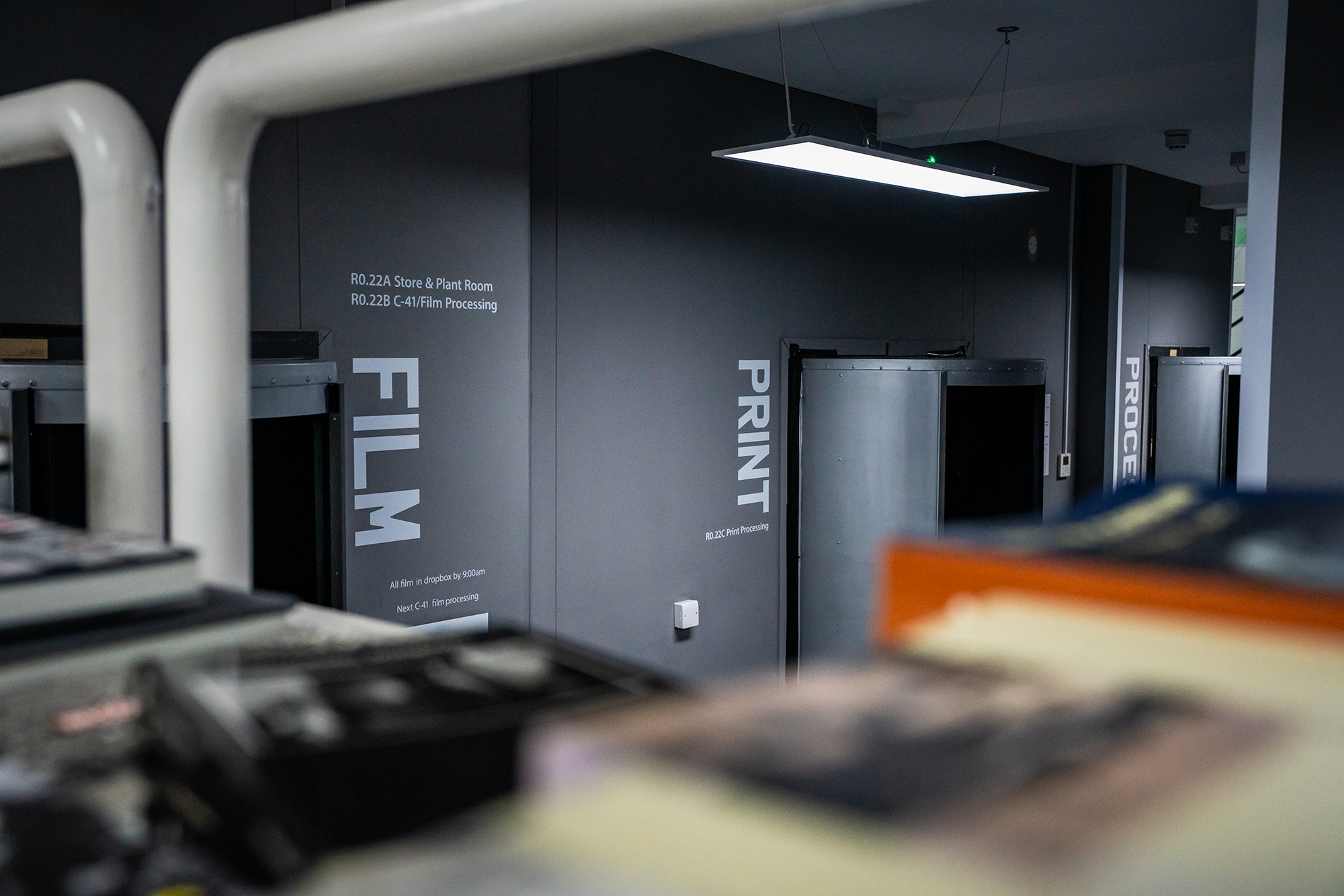 Photography film and print processing rooms